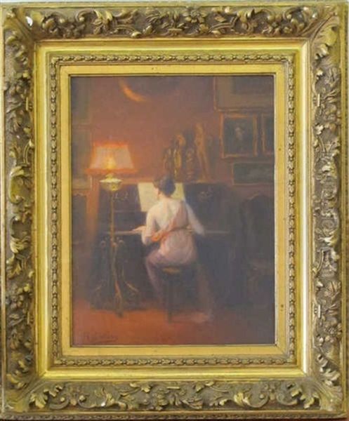 Le Modele Au Piano Oil Painting by Louis Galliac