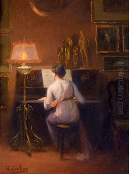 Le Modele Au Piano Oil Painting by Louis Galliac