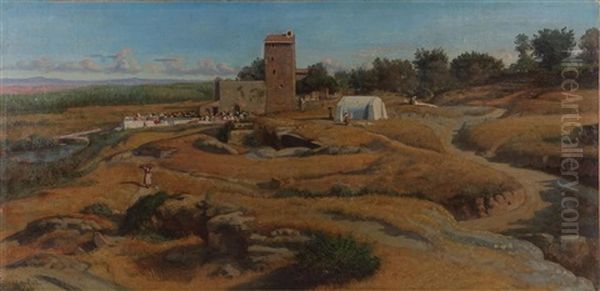 Vue De La Campagne Romaine Oil Painting by Gratien Achille Gallier