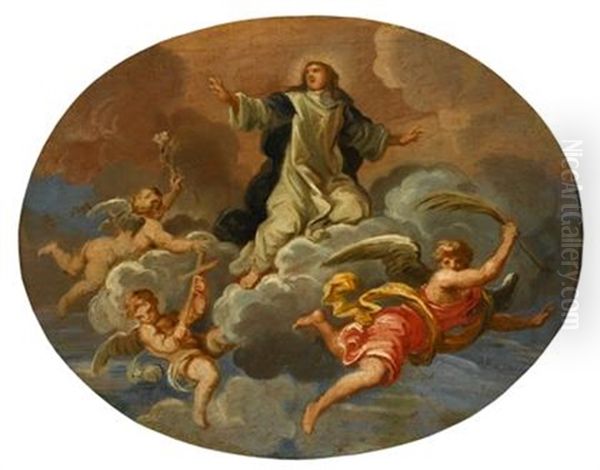 Assumption Of A Female Saint Oil Painting by Louis Galloche