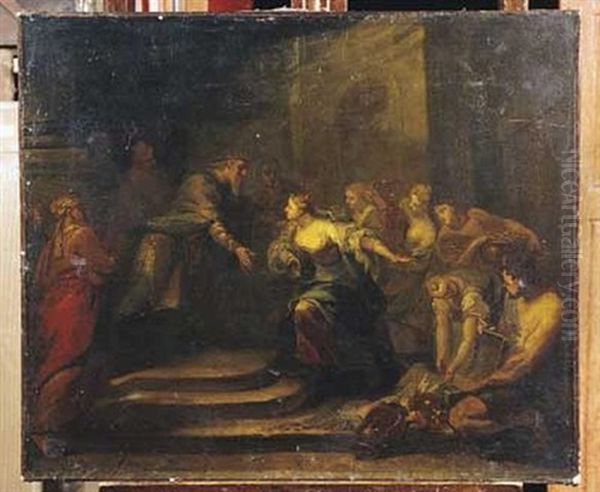 Scene Biblique Oil Painting by Louis Galloche