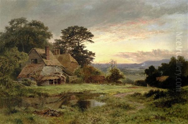 A Rural Homestead Oil Painting by Robert Gallon