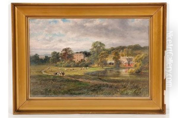 Cattle By The River Oil Painting by Robert Gallon