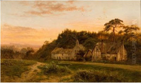 Sunset Near Farnham Oil Painting by Robert Gallon