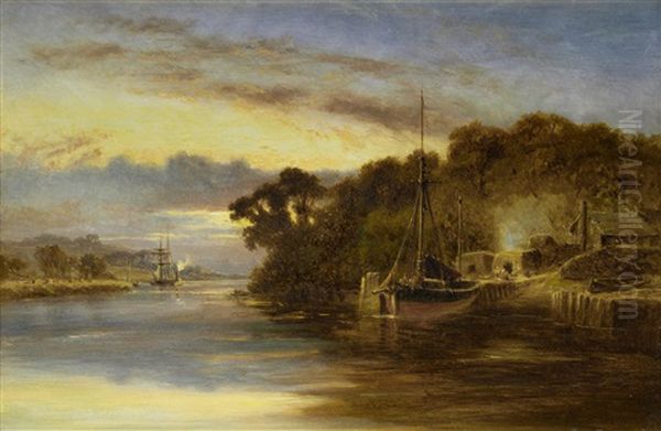 Sunset On The River Oil Painting by Robert Gallon