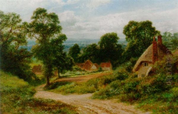 Cottages In A Landscape Oil Painting by Robert Gallon