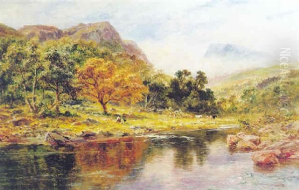 In The Lledr Valley Oil Painting by Robert Gallon