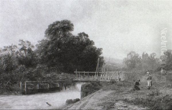 Hambledon Weir Oil Painting by Robert Gallon