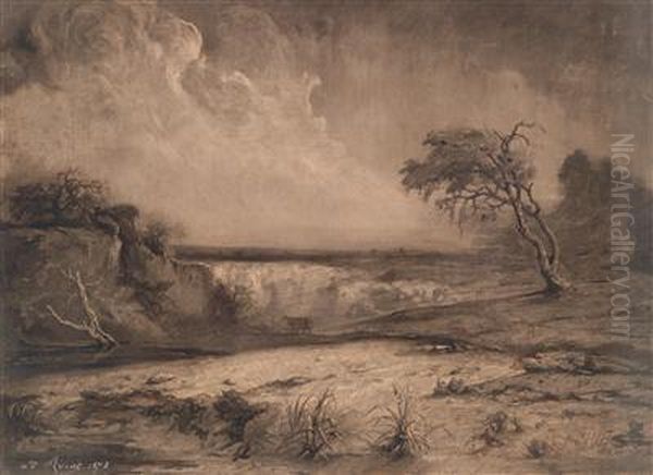 Landschaft An Einemwasserfall Oil Painting by Jules-Charles Aviat