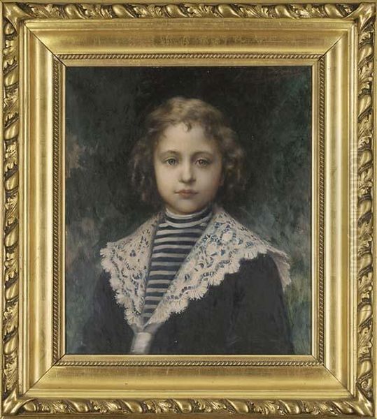 Portrait Of A Young Girl Oil Painting by Jules-Charles Aviat