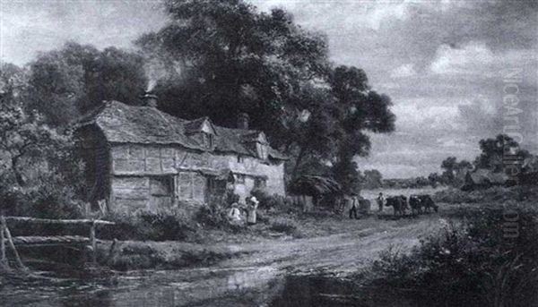 An Old Surrey Farm Oil Painting by Robert Gallon