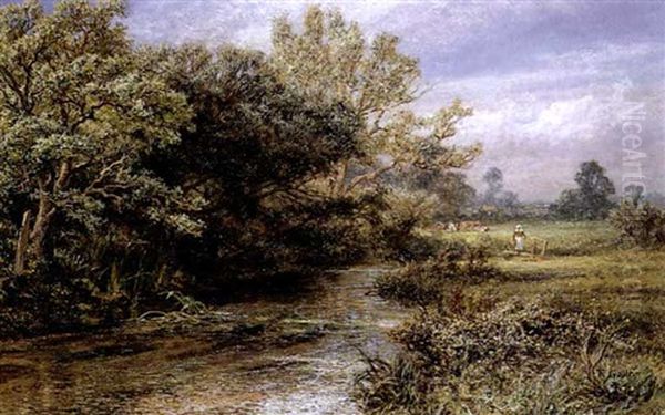 The River, Lambourn, Berkshire Oil Painting by Robert Gallon