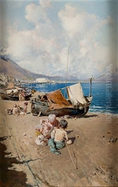 Playa De Sorrento Oil Painting by Baldomero Galofre Gimenez