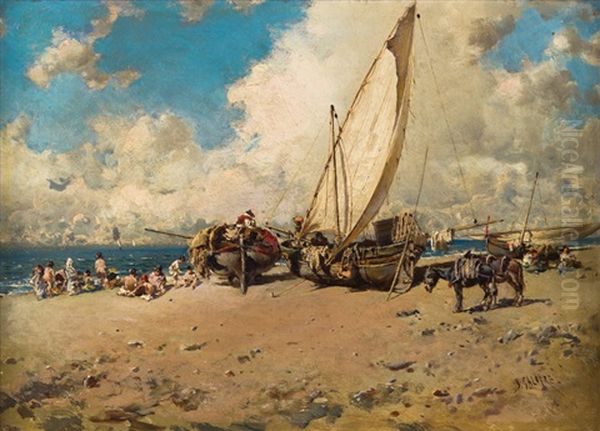 En La Playa Oil Painting by Baldomero Galofre Gimenez