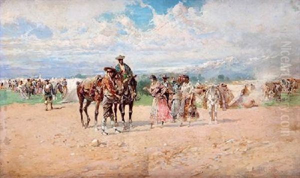 A La Feria Oil Painting by Baldomero Galofre Gimenez