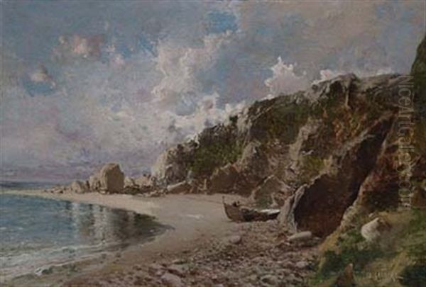 Paisaje Con Playa Y Acantilados Oil Painting by Baldomero Galofre Gimenez