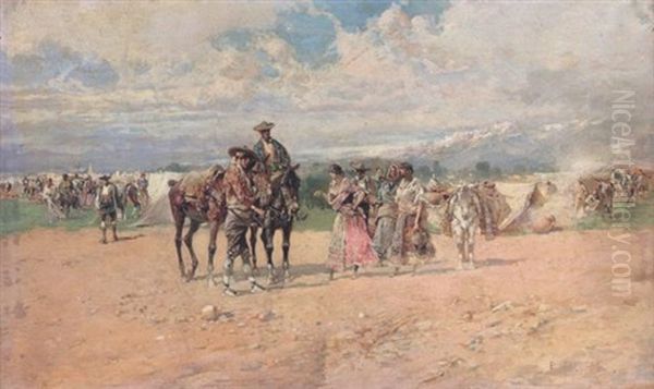 Una Feria Andaluza Oil Painting by Baldomero Galofre Gimenez