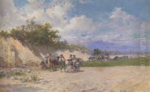 The Gypsy Camp Oil Painting by Baldomero Galofre Gimenez