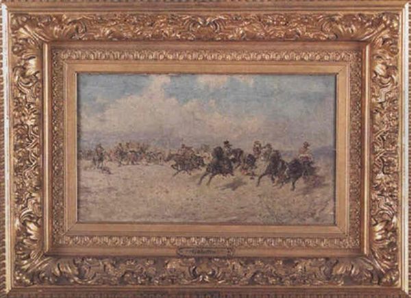 Arabian Battle Scene Oil Painting by Baldomero Galofre Gimenez