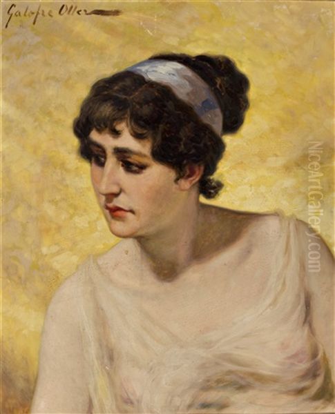 Una Joven Romana Oil Painting by Francisco Galofre Y Oller