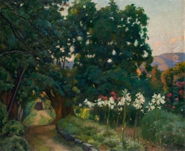 Arboles Y Azucenas Oil Painting by Enrique Galwey