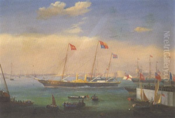 Visite De La Reine Victoria Dans Le Port De Saint-malo by Louis-Honore-Frederic Gamain