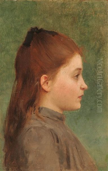 Jeaune Fille Oil Painting by Jules-Alexandre Gamba De Preydour