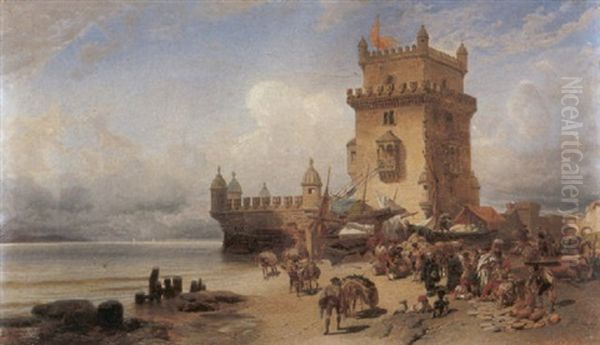 Sul Tago A Belem Oil Painting by Enrico Gamba