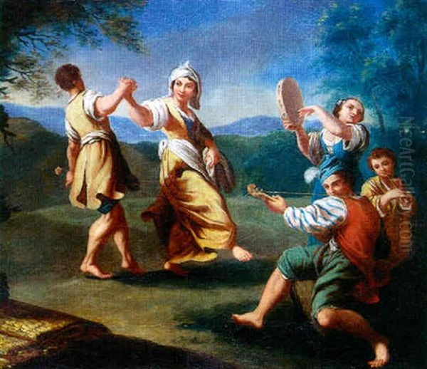 Scene De Danse Avec Musiciens Oil Painting by Giuseppe Gambarini