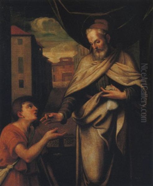 Elemosina Di San Filippo Apostolo Oil Painting by Cosimo Gamberucci