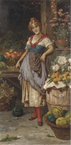 The Venetian Vegetable Seller Oil Painting by F. Avilo