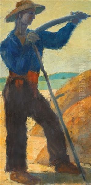 Peasant Oil Painting by Moisey (Max) Gamburd