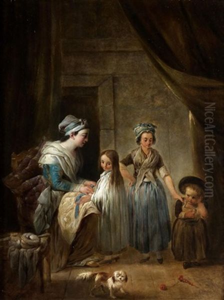 La Toilette Des Enfants Oil Painting by Jacques Gamelin