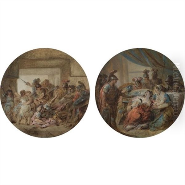 The Death Of Caligula (+ The Death Of Messalina; Pair) Oil Painting by Jacques Gamelin