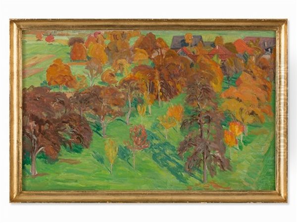 Haining In Autumn Oil Painting by Walter Gamerith