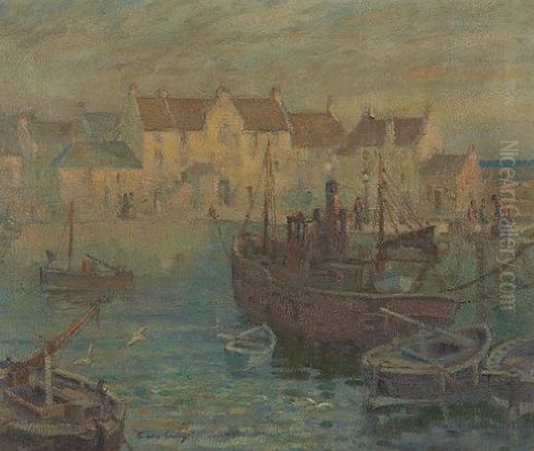 Evening In The Harbor Oil Painting by Andrew Archer Gamley