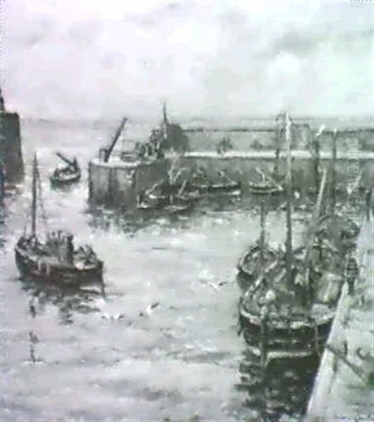 Morning In The Harbour Oil Painting by Andrew Archer Gamley