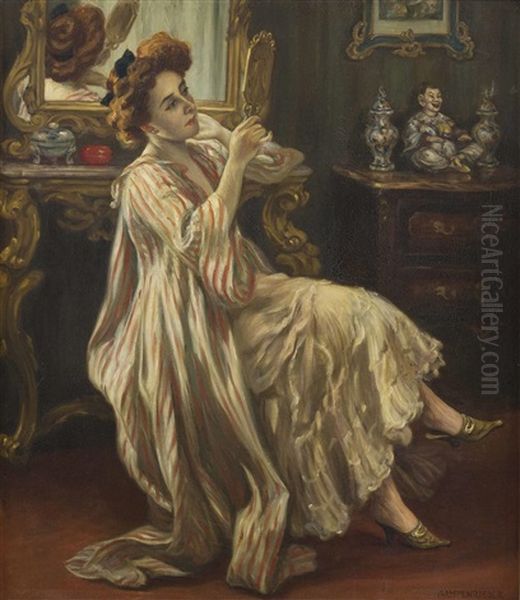 Dame Bei Der Toilette Oil Painting by Karl Gampenrieder