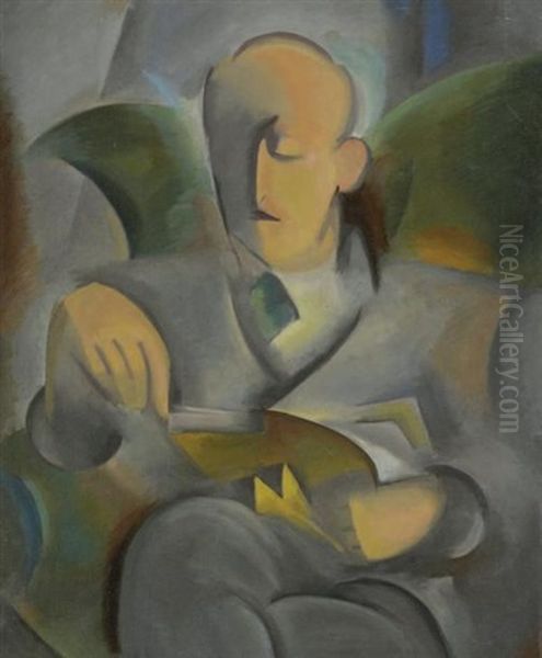 Homme Lisant Oil Painting by Jean-Louis Gampert