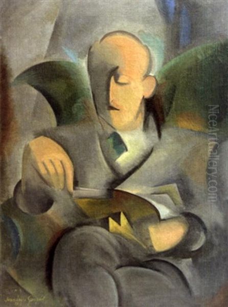 Portrait D'homme Au Livre Oil Painting by Jean-Louis Gampert