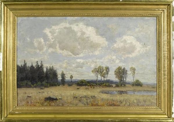 Landschaft Mit Rehen Oil Painting by Otto Gampert