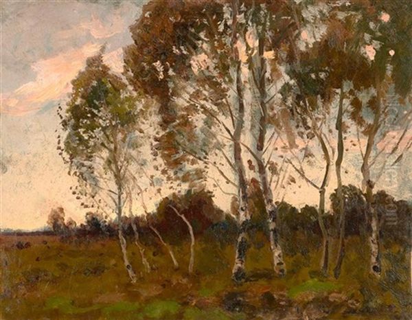 Birkenwald Oil Painting by Otto Gampert