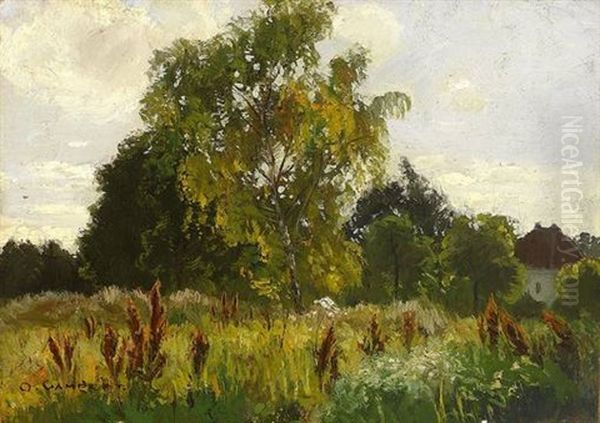 Landliches Idyll Mit Verstecktem Haus Oil Painting by Otto Gampert