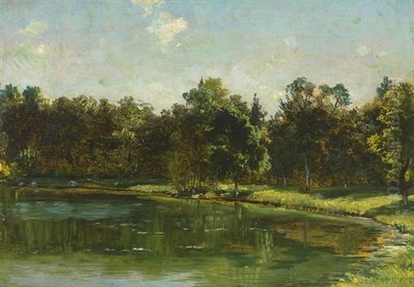 Blick Auf Den Kleinhesseloher See Zur Sommerzeit Oil Painting by Otto Gampert