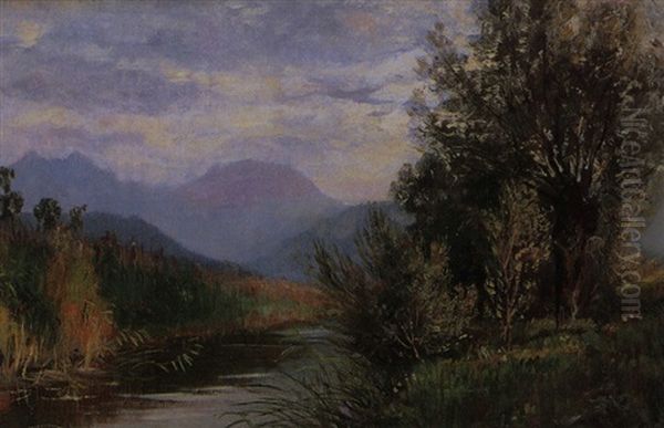 Bei Brannenburg In Oberbayern Oil Painting by Otto Gampert