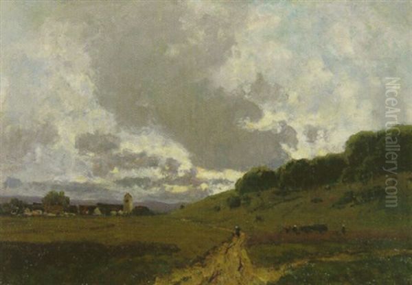 Ein Dorf Im Dachauer Moos Oil Painting by Otto Gampert