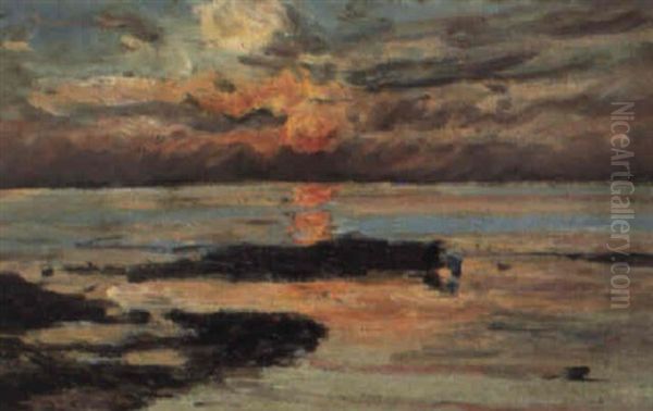 Sonnenuntergang Oil Painting by Otto Gampert