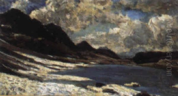 Fruhling Am Bergsee Oil Painting by Otto Gampert