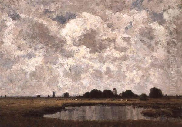 Wolkenhimmel Uber Seelandschaft Oil Painting by Otto Gampert