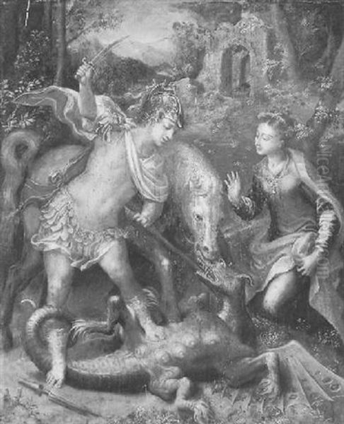 Saint George And The Dragon Oil Painting by Giorgio Gandini